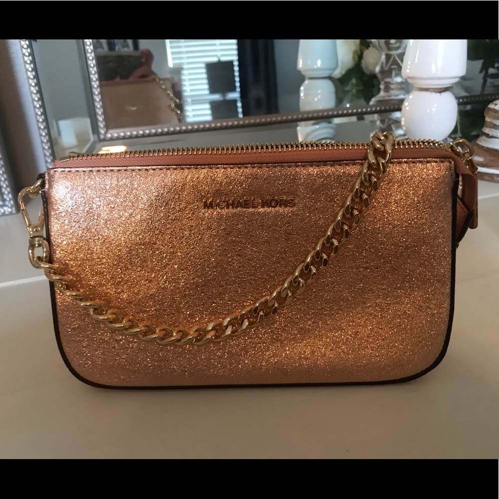 Michael Kors Rose Gold Metallic Clutch